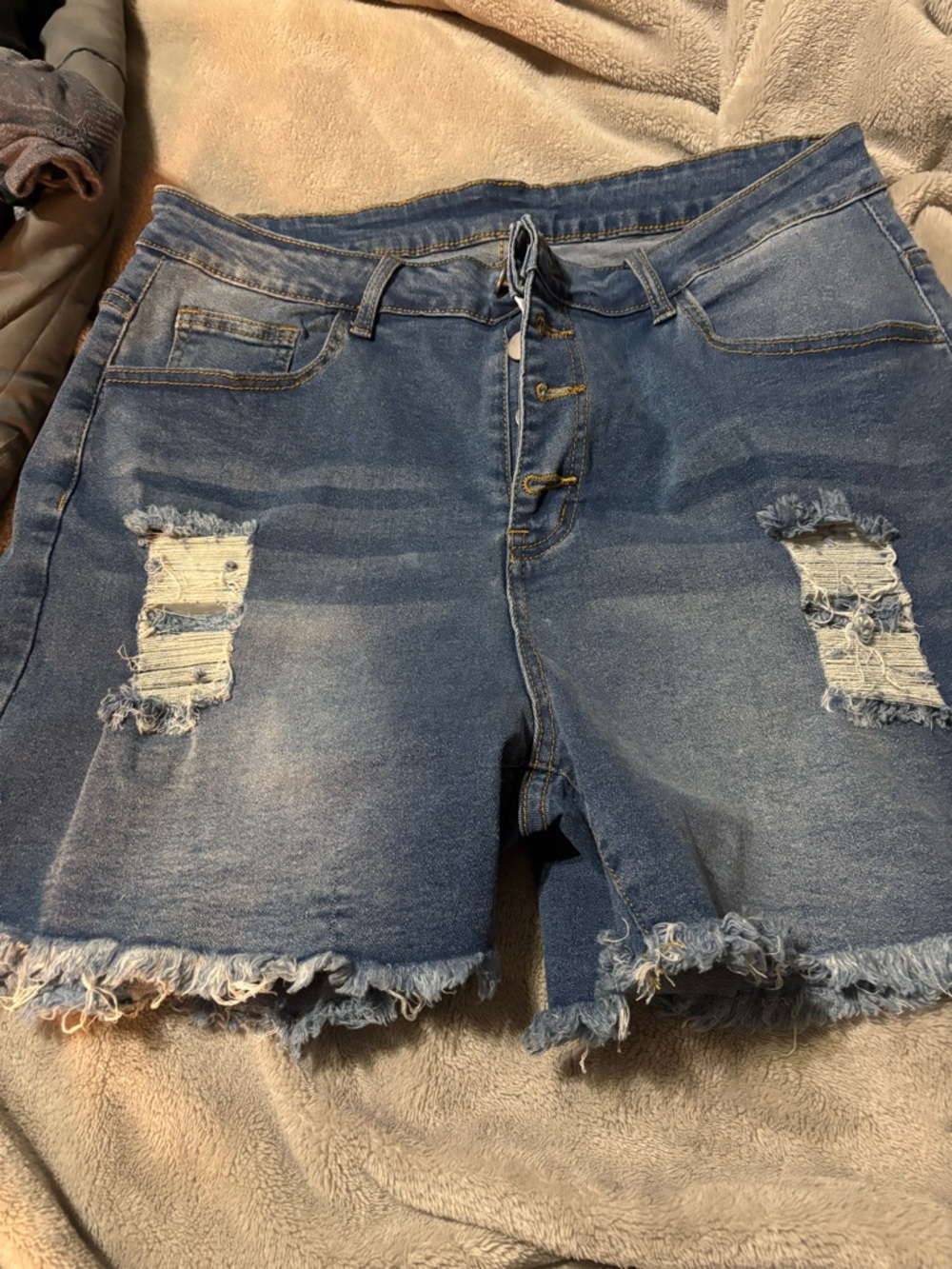 Women’s Distressed Denim Shorts - Blue